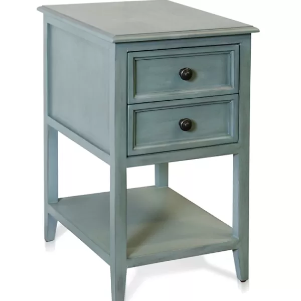 Accent & End Tables-Kirkland's Home Seafoam Slim Side Table With Shelf Blue