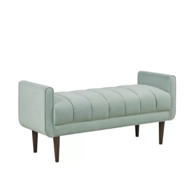 Benches & Ottomans-Kirkland's Home Seafoam Velvet Bench Green