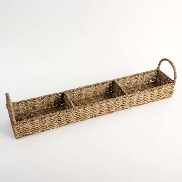 Decorative Trays-Kirkland's Home Seagrass Woven 3-Section Tray Brown