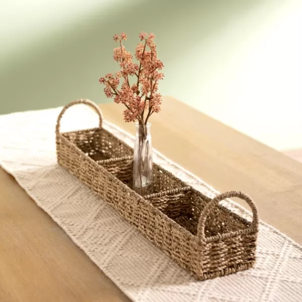 Decorative Trays-Kirkland's Home Seagrass Woven 3-Section Tray Brown