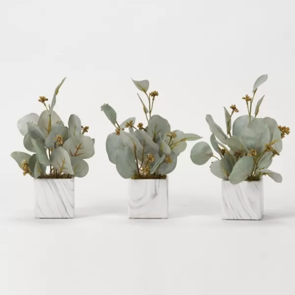 Arrangements & Greenery-Kirkland's Home Seeded Eucalyptus Branches In Cubes, Set Of 3 Green