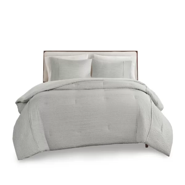 Comforters-Kirkland's Home Seersucker 3-Pc. Cali King Comforter Set Gray