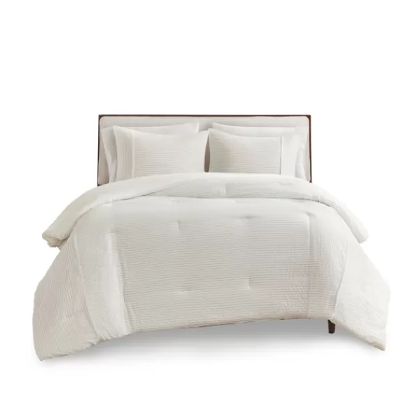 Comforters-Kirkland's Home Seersucker 3-Pc. Full/Queen Comforter Set Ivory