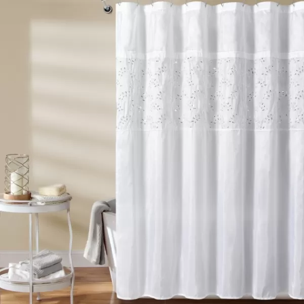 Shower Curtains-Kirkland's Home Sequined Shower Curtain White