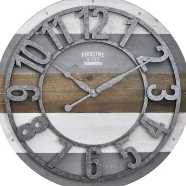 Clocks-Kirkland's Home Shabby Planks Wall Clock Brown