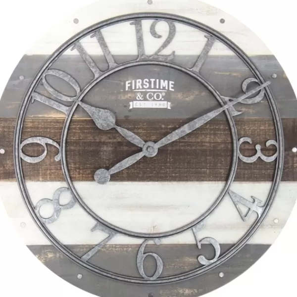 Clocks-Kirkland's Home Shabby Wood Plank Wall Clock