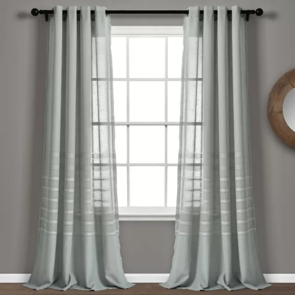 Curtains & Drapes-Kirkland's Home Sheer Birdie Curtain Panel Set, 84 In. Gray