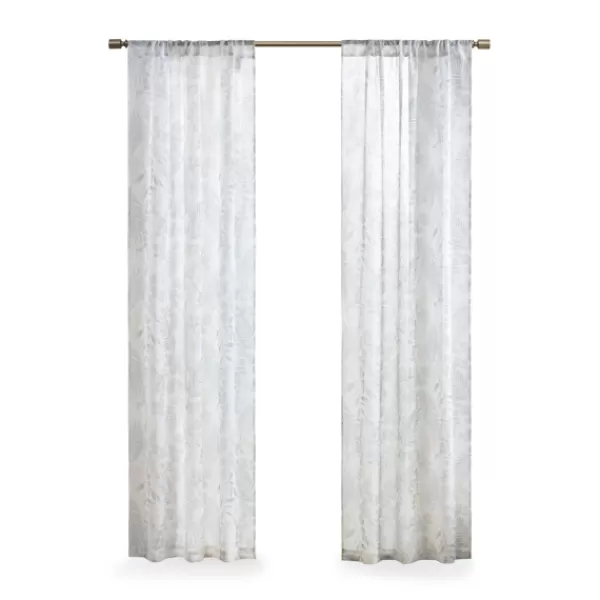 Curtains & Drapes-Kirkland's Home Sheer Botanical Curtain Panel Set, 84 In. White