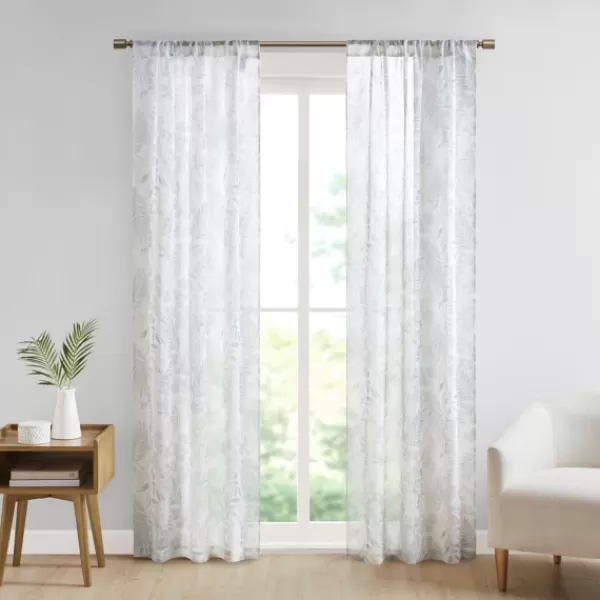 Curtains & Drapes-Kirkland's Home Sheer Botanical Curtain Panel Set, 84 In. White