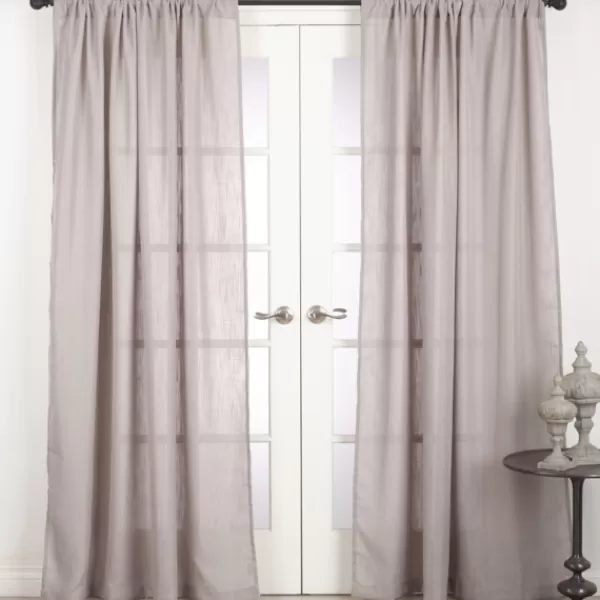 Curtains & Drapes-Kirkland's Home Sheer Dark Linen Curtain Panel, 108 In. Gray