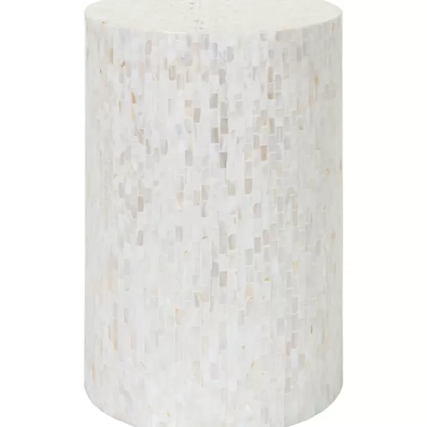 Accent & End Tables-Kirkland's Home Shell Cylinder Frame Accent Table White