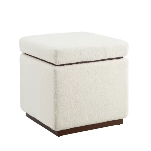 Benches & Ottomans-Kirkland's Home Sherpa Cube Storage Ottoman Ivory