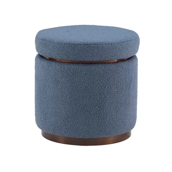 Benches & Ottomans-Kirkland's Home Sherpa Upholstered Storage Ottoman Blue