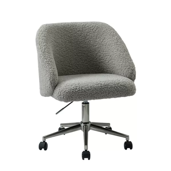 Office Furniture-Kirkland's Home Sherpa Upholstered Swivel Office Chair Gray