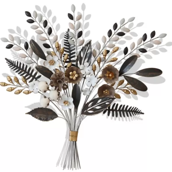 Wall Plaques-Kirkland's Home Shining Golden Floral Bouquet Wall Decoration Gold/Black/Silver