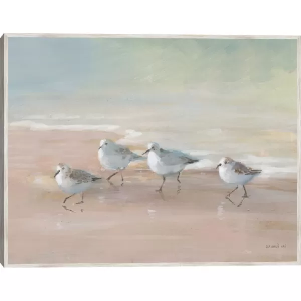 Canvas Art-Kirkland's Home Shorebirds On The Sand Framed Canvas Art Print Gray/Tan/White