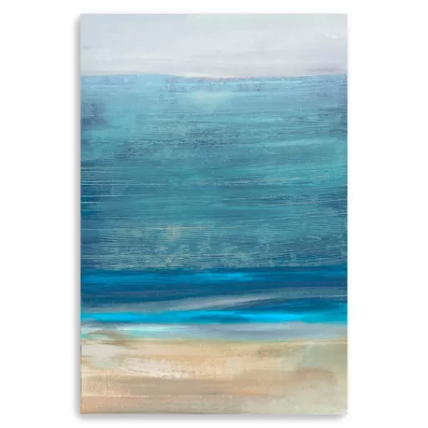 Canvas Art-Kirkland's Home Shoreline Brushstrokes Canvas Art Print, 32X48 In. White/Blue/Tan