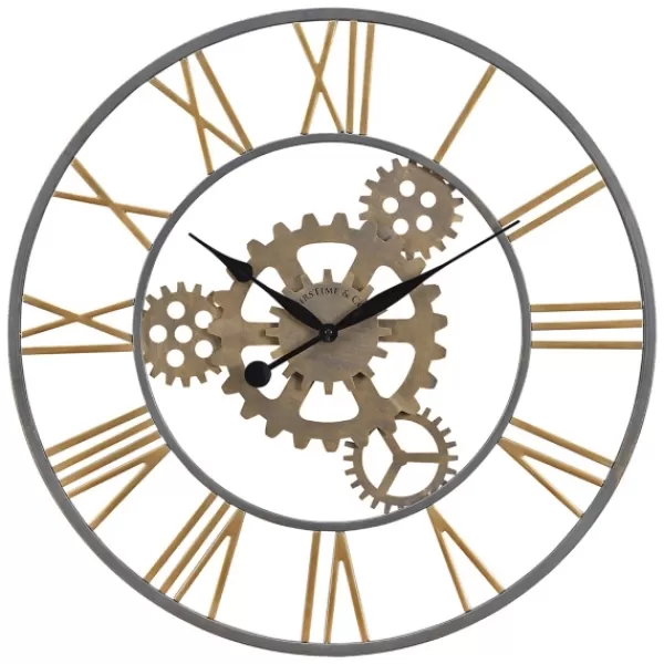 Clocks-Kirkland's Home Silver And Gold Benton Gears Wall Clock