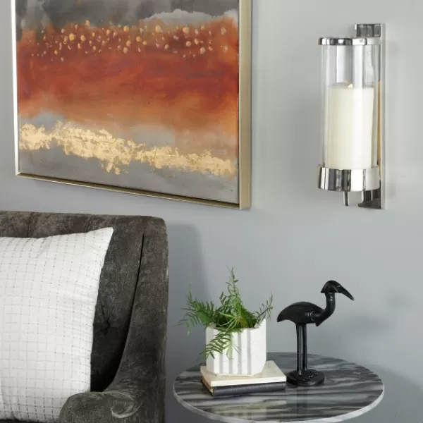 Sconces-Kirkland's Home Silver Assymetrical Modern Sconce