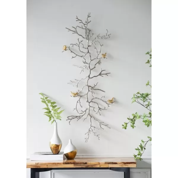 Wall Plaques-Kirkland's Home Silver Branches And Birds Metal Wall Plaque Gold/Silver