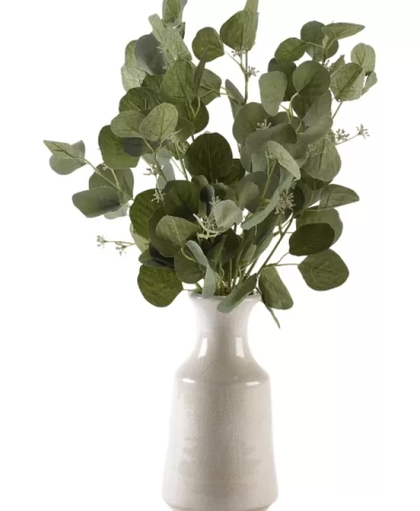 Arrangements & Greenery-Kirkland's Home Silver Dollar Eucalyptus Branches In Bottle Vase Green/Ivory