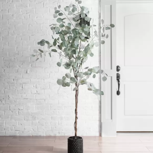 Trees & Topiaries-Kirkland's Home Silver Dollar Eucalyptus Tree In Brown Planter