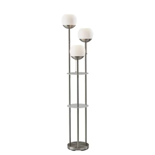 Floor Lamps-Kirkland's Home Silver Globe 3-Light Shelf Floor Lamp Silver/White