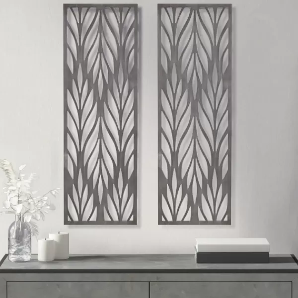 Wall Plaques-Kirkland's Home Silver Madison Park Florian Wall Plaques, Set Of 2 Gray