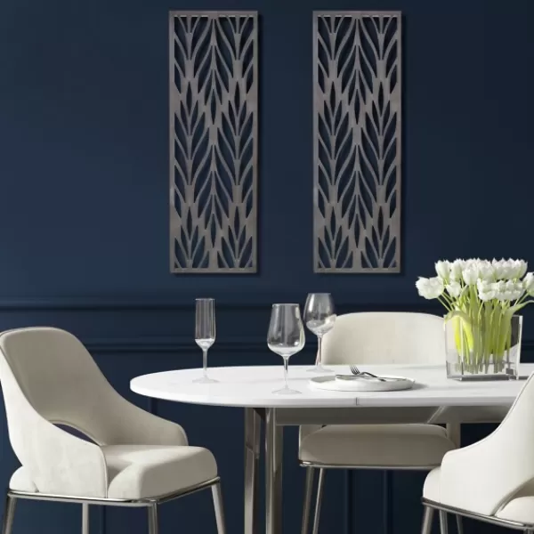 Wall Plaques-Kirkland's Home Silver Madison Park Florian Wall Plaques, Set Of 2 Gray
