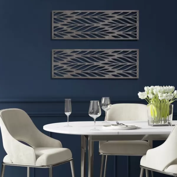 Wall Plaques-Kirkland's Home Silver Madison Park Florian Wall Plaques, Set Of 2 Gray