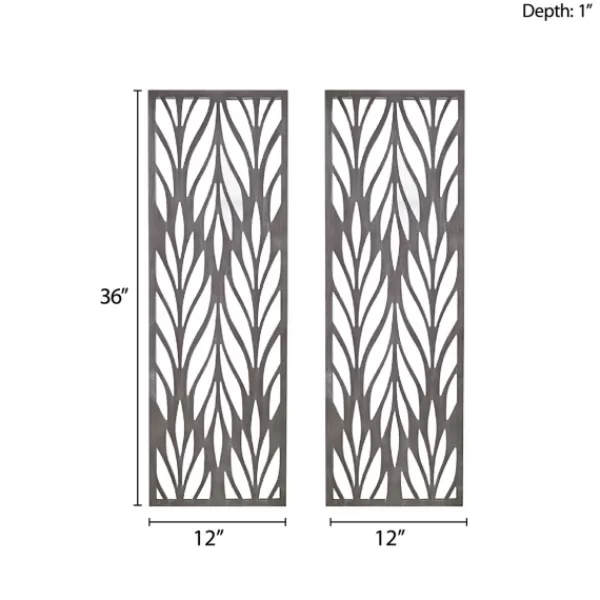 Wall Plaques-Kirkland's Home Silver Madison Park Florian Wall Plaques, Set Of 2 Gray