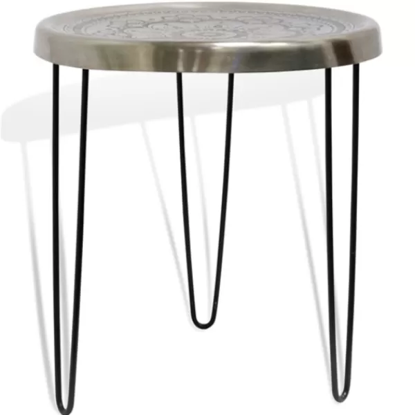 Accent & End Tables-Kirkland's Home Silver Mandala Hairpin Accent Table