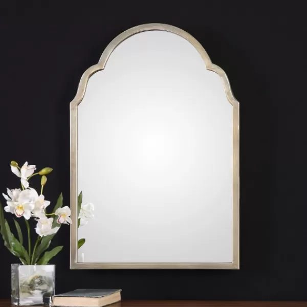 Framed Mirrors-Kirkland's Home Silver Metal Arched Mirror