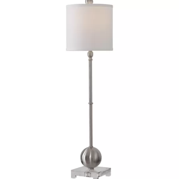 Buffet Lamps-Kirkland's Home Silver Metal Globe Buffet Lamp White