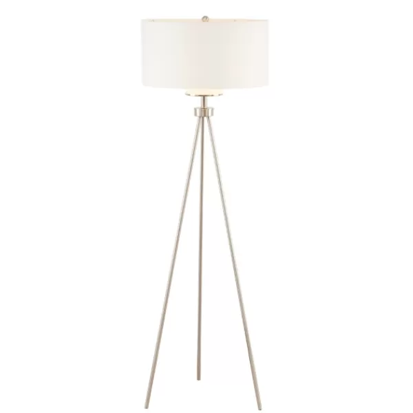 Floor Lamps-Kirkland's Home Silver Metal Tripod Floor Lamp White