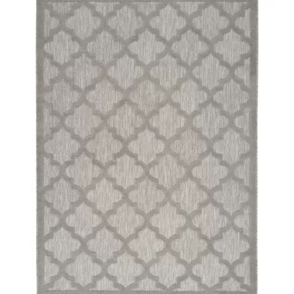 Outdoor Rugs-Kirkland's Home Silver Trellis Indoor/Outdoor Area Rug, 5X7 Gray