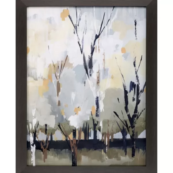 Framed Art-Kirkland's Home Silversong Birch Abstract Framed Art Print White/Gray