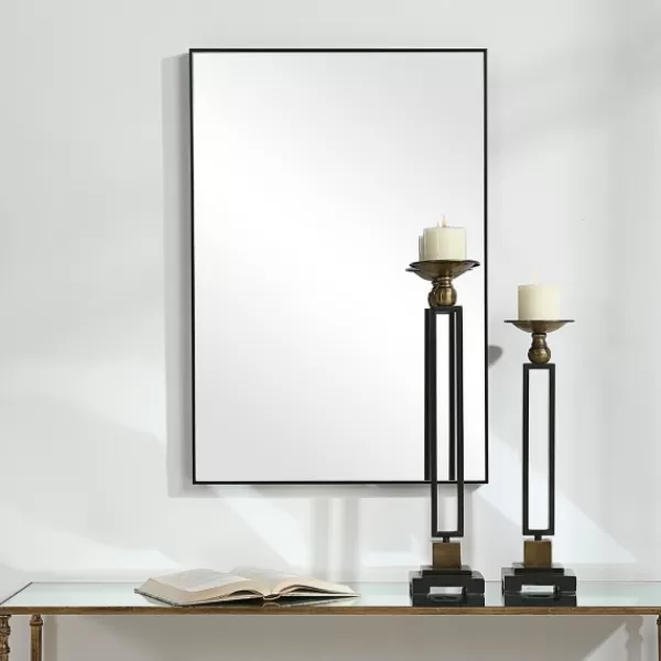 Framed Mirrors-Kirkland's Home Simple Frame Rectangle Wall Mirror Black