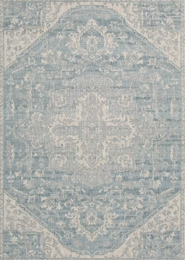 Outdoor Rugs-Kirkland's Home Sky Medallion Lava Indoor/Outdoor Area Rug, 7X9 Blue