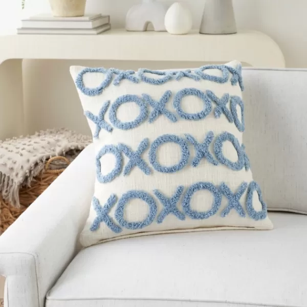 Pillows-Kirkland's Home Sky Tufted Xoxo Throw Pillow Blue