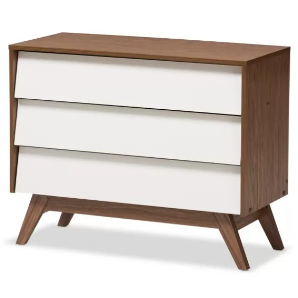 Dressers & Chests-Kirkland's Home Slant Midcentury Two-Tone Chest Brown/White