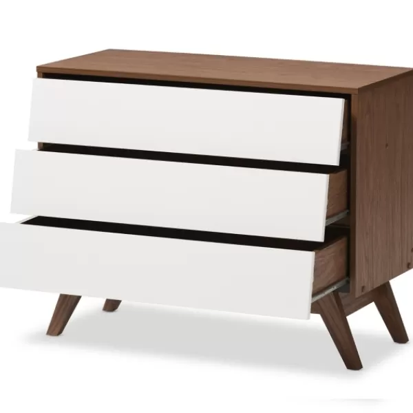 Dressers & Chests-Kirkland's Home Slant Midcentury Two-Tone Chest Brown/White