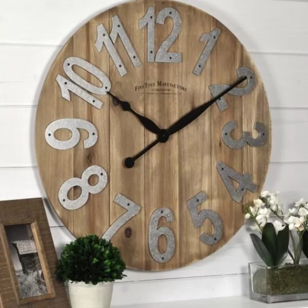 Clocks-Kirkland's Home Slat Wood Wall Clock Brown