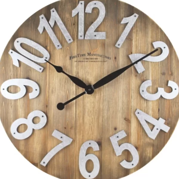 Clocks-Kirkland's Home Slat Wood Wall Clock Brown