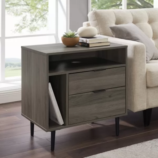 Accent & End Tables-Kirkland's Home Slate Side Table With Cubbies Gray