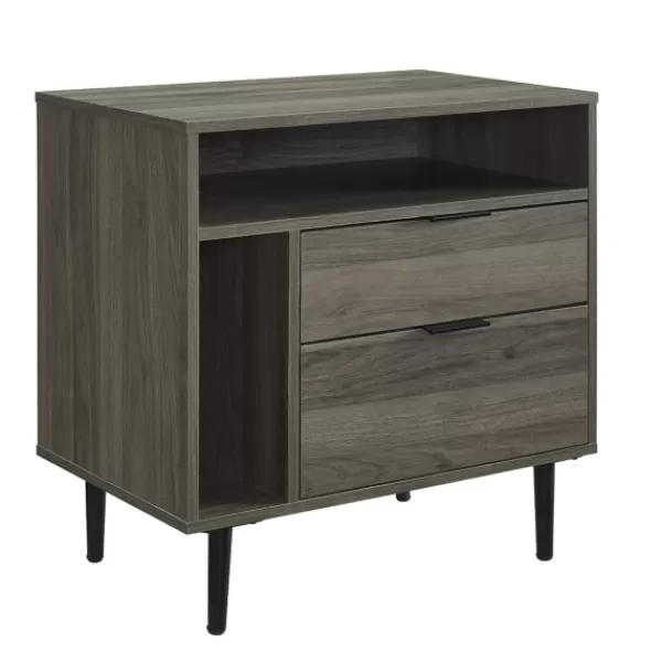 Accent & End Tables-Kirkland's Home Slate Side Table With Cubbies Gray