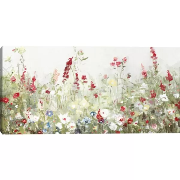 Canvas Art-Kirkland's Home Sleepy Spring Meadow Canvas Art Print Green/White/Red