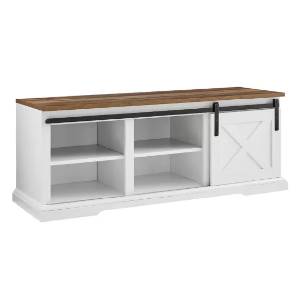 Entryway Furniture-Kirkland's Home Sliding Barn Door Bench White