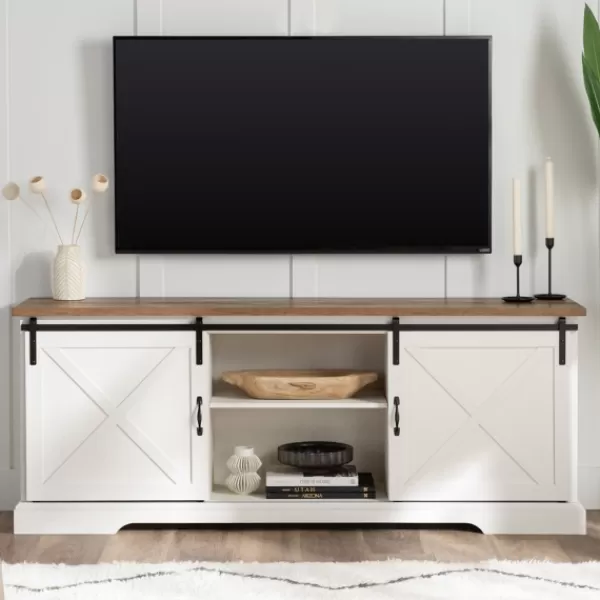 Tv Stands & Media Consoles-Kirkland's Home Sliding Barn Door Media Cabinet White