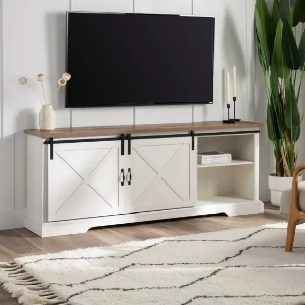 Tv Stands & Media Consoles-Kirkland's Home Sliding Barn Door Media Cabinet White